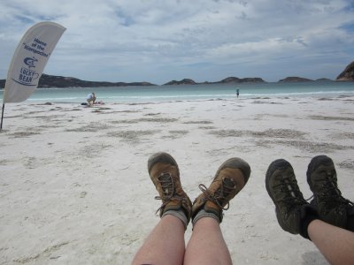 After our hike we have a sit down on the beach...