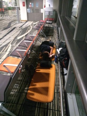 Sleeping in Singapore Airport