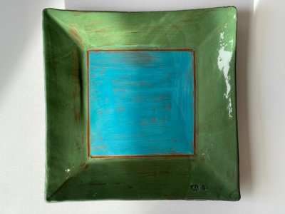 Tuquoise and Green Square Plate 
