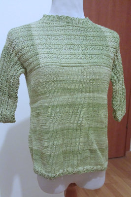 #330 Green melange cotton sweater