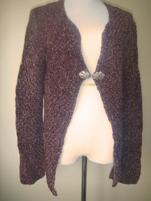 Purple mottled cardigan with diagonal lines #100