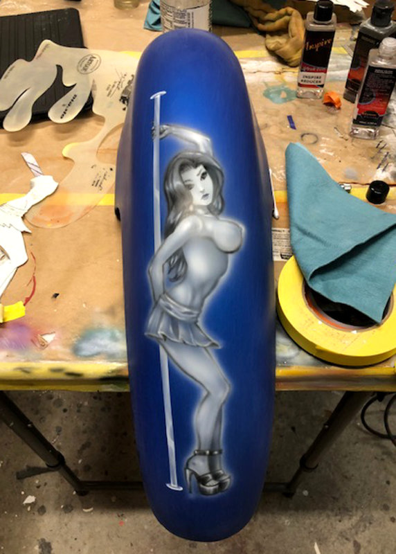 Front Fender Finished...All Parts Still Have To Be Clear Coated With Blue Candy Apple Paint.