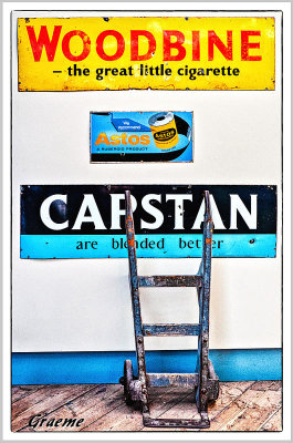 Old Cigarette Signs & Trolley