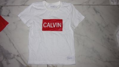 128 CALVIN KLEIN wit shirt rood logo *nieuw* 18,00