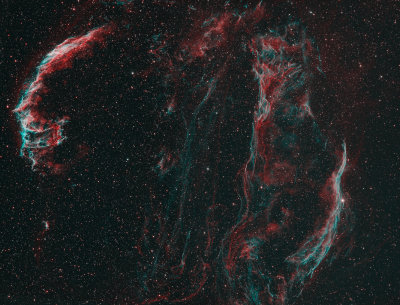 Cygnus loop, or Viel Nebula in narrowband Ha,OIII
