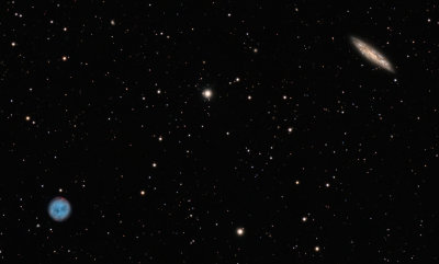 M97 and M108, Planetary Nebula and Galaxy