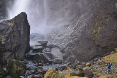 At the foot of Foroglio's waterfall