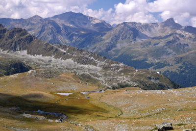 View over high-plateau & Hotel Weisshorn
