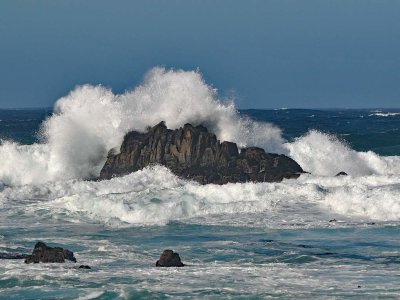 Big Waves Hitting the Rocks