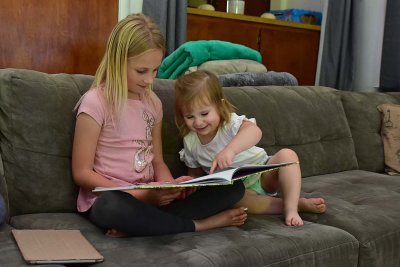 Sisters Reading Together - May 2020