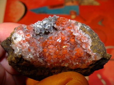 Hands on Limonit und Bergkristall auf Siderit 9 (Schneeberg)