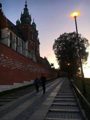 Walking up Wawel Hill