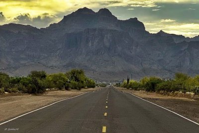 Approaching Superstition Mountains