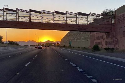 Sunrise on Arizona highway