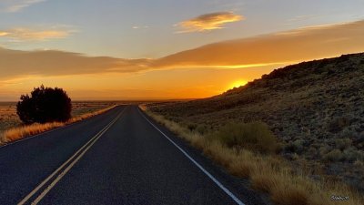 Road towards sunrise