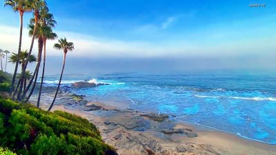 Blue beach morning