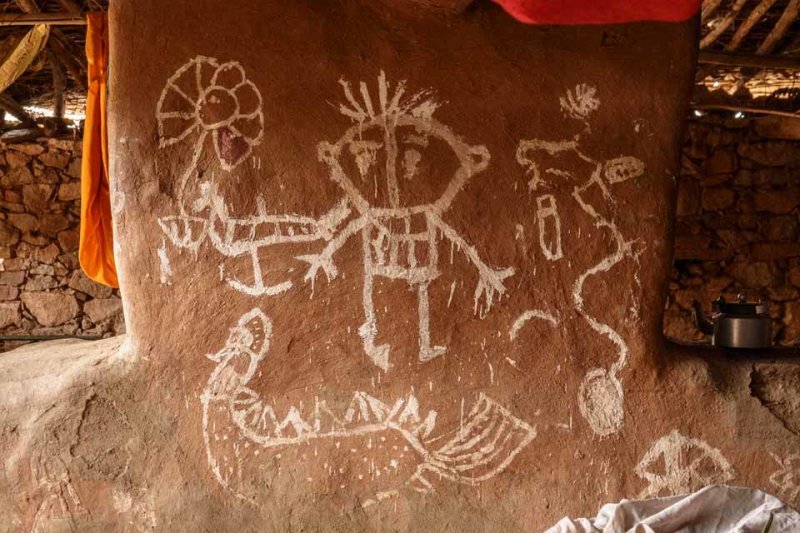 Childs Drawing in a Village House
