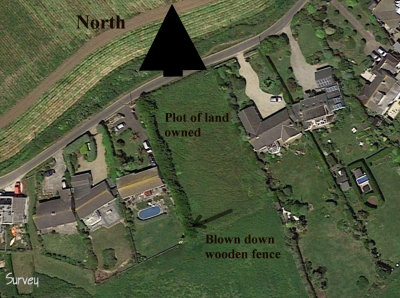 Aerial photograph of undeveloped plot of land