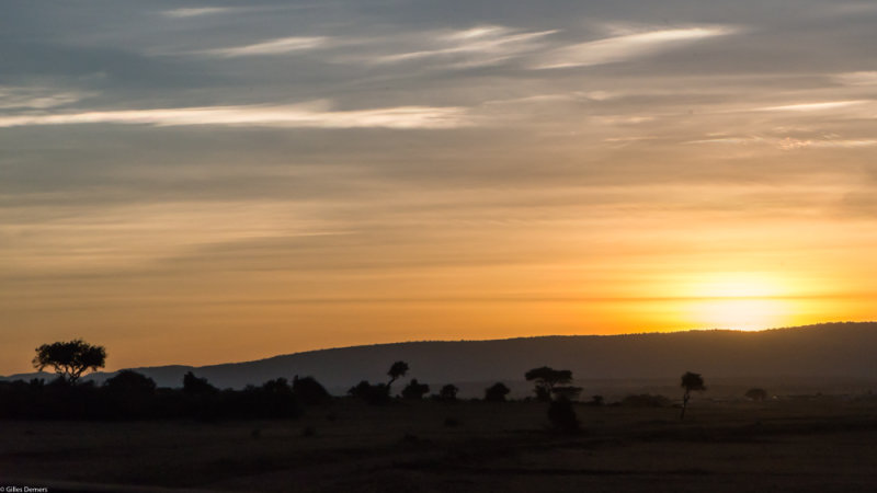 Lever du soleil dans le Masa Mara