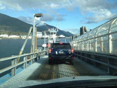 Driving onto airport ferry