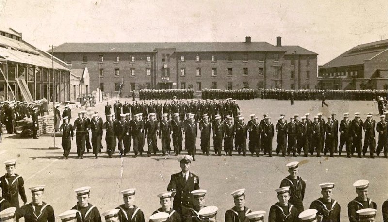 1937, SEPTEMBER -38, JUNE - PETER CLUER, MY DAD IS IS BOTTOM LEFT, THE PO BOY WITH THE BOSUN'S CALL CHAIN