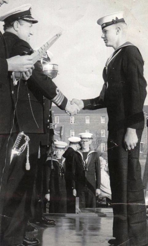 1966-67 - STEVE R.L. MULLINS, RECEIVING SAILING CUP FROM CAPT. WATSON..jpg