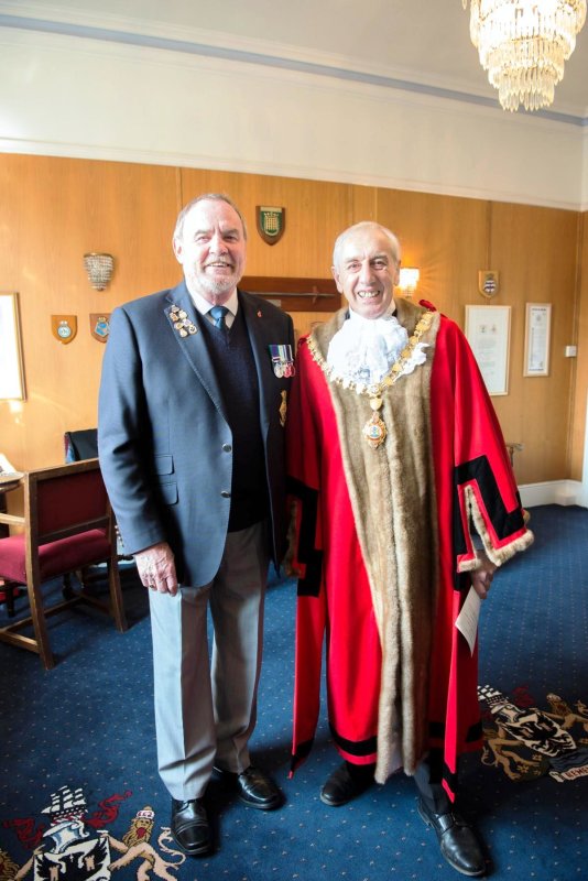 2018, MARCH - FALMOUTH MAYOR WITH RAY NEILSON. THEY JOINED GANGES TOGETHER ON THE SAME DAY IN 1965..jpg