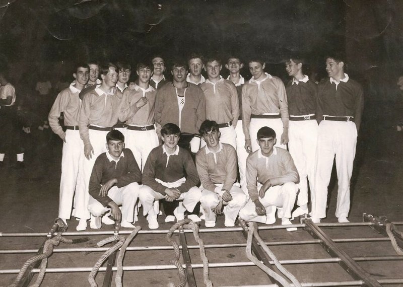 DAVE WILSON - 1971, GANGES LADDER DISPLAY TEAM AT THE ROYAL TOURNAMENT, TREVOR SAPEY AND MARTIN SHEERN ARE IN PHOTO..jpg