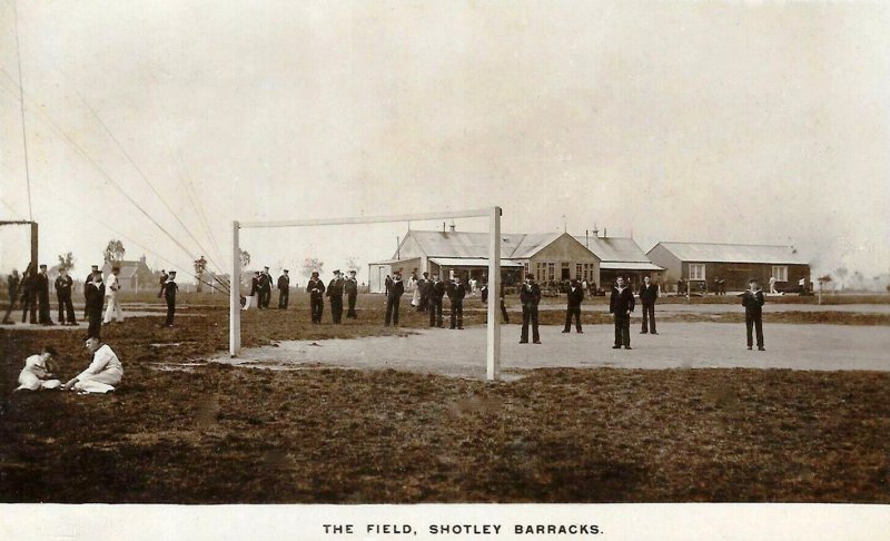 Post 1907 THE PLAYING FIELD - AREA LATER BECAME THE PARADE GROUND, BUILDINGS IN BACKGROUND BUILT BEFORE THE BOYS CAME ASHORE