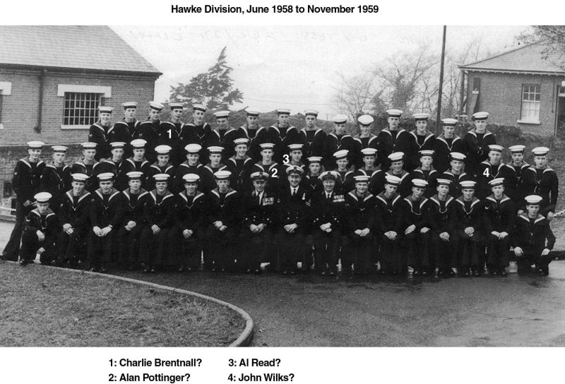 1958, 10TH JUNE - DAVE PARRY, 14 RECR., HAWKE, 47 MESS, 242 CLASS, PO TEL, ANSTEY, 4 OF THE COMMS BOYS IN HAWKE.jpg