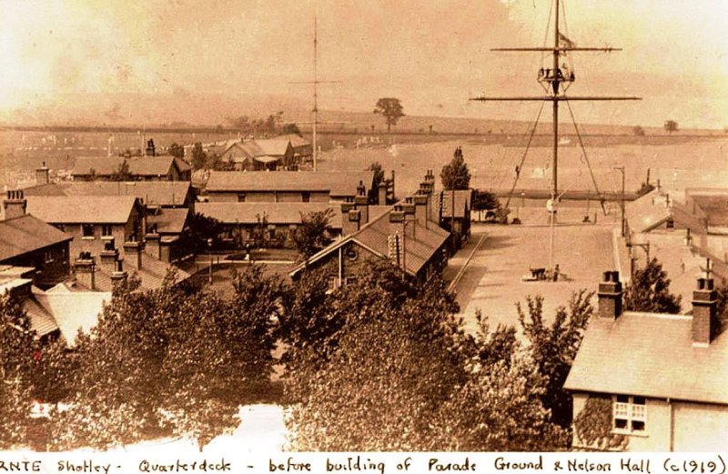 1919c - SHOWING THE ADMIN BLOCK ON THE LEFT OF THE QUARTER DECK..jpg