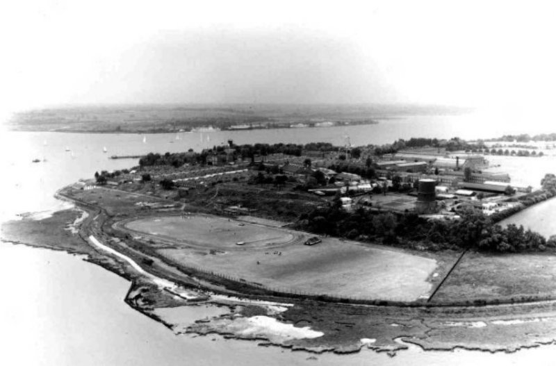 UNDATED - AN AERIAL PHOTO OF HMS GANGES WHEN THE TIDE WAS OUT.jpg