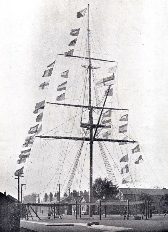1938 - THE MAST DRESSED, NOTE THE ADMIN. BLOCK IS STILL SINGLE STORIED.jpg