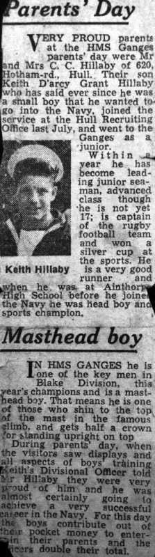 1957 - KEITH HILLABY, PARENTS DAY, NEWSPAPER CUTTING CONFIRMING KEITH WAS THE BUTTON BOY.jpg