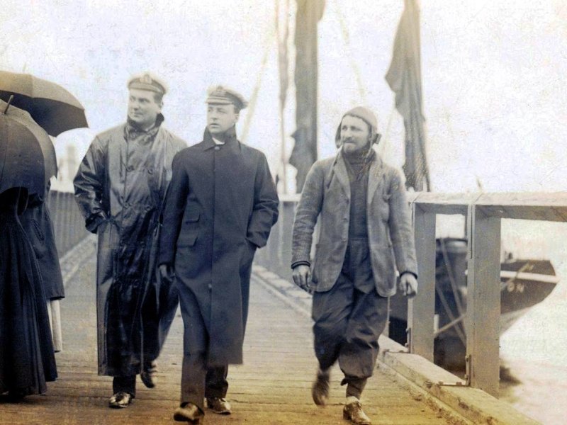 UNDATED - AIR COM. CHARLES RUMNEY SAMSON CMG DSO AND BAR AFC, IN FLYING HELMET, AT HARWICH-SHOTLEY.jpg