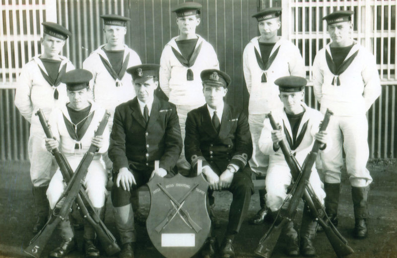 c1927 - SHOOTING TEAM WITH INTER MESS SHOOTING TROPHY.