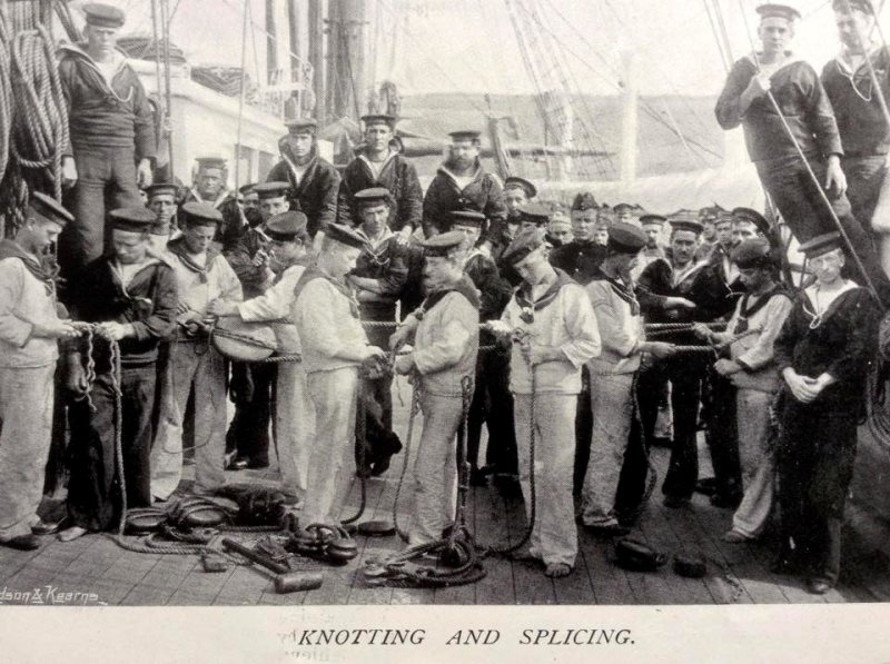 1898 - KNOTTING AND SPLICIND ABOARD THE GANGES.jpg