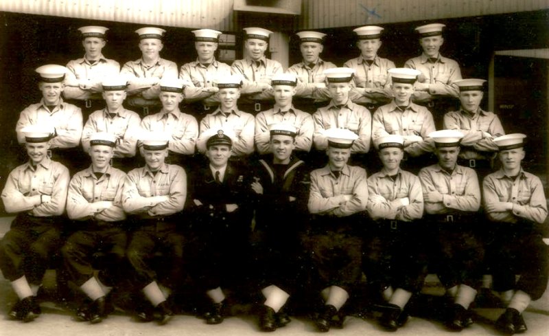 1958, 18TH MARCH - JOHN J. PHELAN. ANNEXE, THEN ANSON, 124 CLASS, I AM IN THE BACK ROW INDICATED BY THE X.jpg