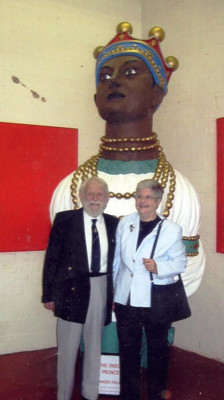 c2009 - DICKIE AND EILEEN DOYLE STANDING IN FRONT OF THE INDIAN PRINCE AFTER ITS UNVEILING FOLLOWING RESTORATION
