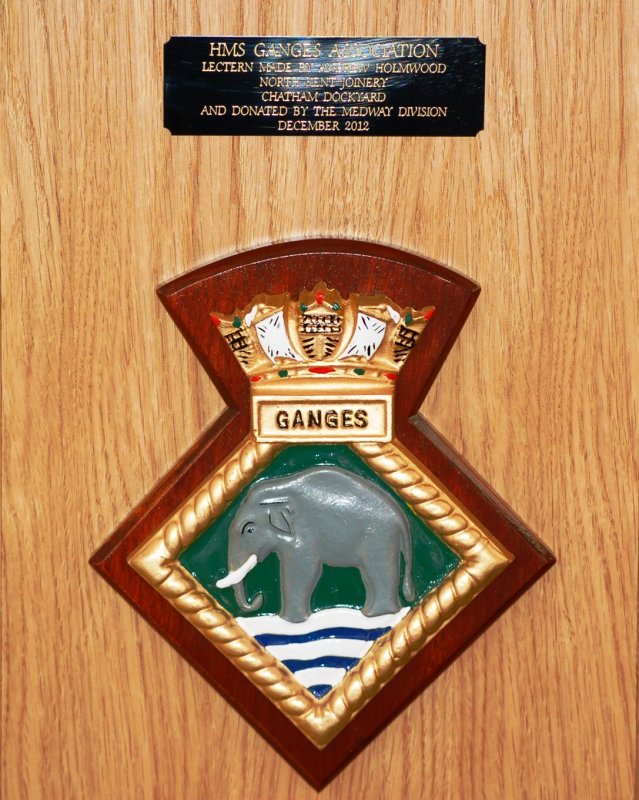 2012, DECEMBER - ERIC HOLMWOOD, THE GANGES LECTERN, MADE BY MY SON ANDREW HOLMWOOD, PLAQUE AND BADGE.jpg