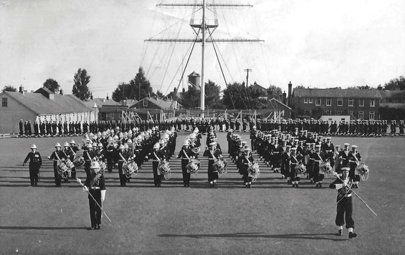 1958 - THOMAS OLSSON, BUGLE AND R.M. BANDS AFTER CEREMONIAL MAST MANNING, A..jpg