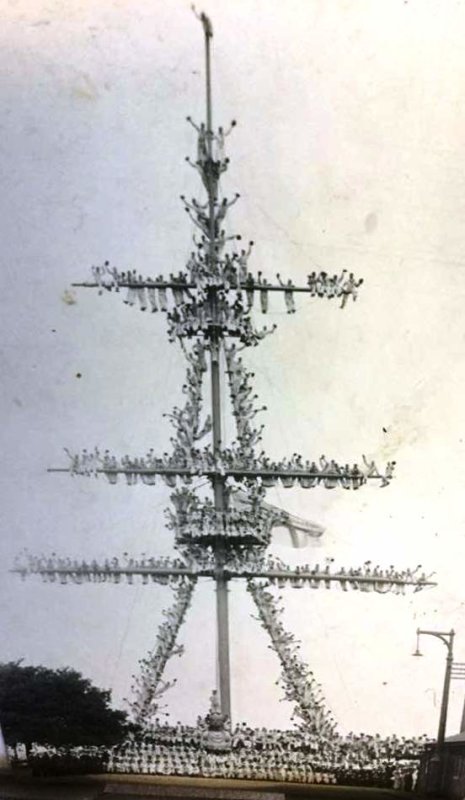 1918 - DAVID PERCIVAL, MAST WELL MANNED TO CELEBRATE THE END OF WW I.jpg