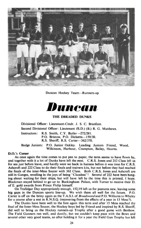 1958, 11TH FEBRUARY - ADRIAN CROSS, 11 RECR., HAWKE THEN DUNCAN DIVISION, 222 CLASS, DUNCAN DIVISIONAL NOTES, G.