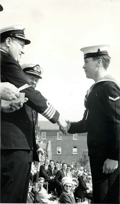 1966 - ROY MITCHELL, RECEIVING THE CHAMPIONS CUP FOR SAILING FROM CAPT. WATSON.jpg