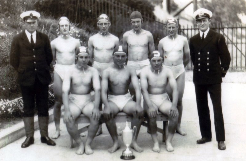 UNDATED - WATER POLO TEAM WITH INSTRUCTOR AND OFFICER, DONATED BY JIM WORLDING.jpg