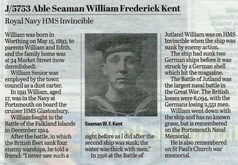 2020, 3RD SEPTEMBER - BILL KENT, 'WILLIAM KENT WAS NOT A RELATION' - DATE IS WHEN BILL POSTED THIS NEWSPAPER CUTTING ON F.B.