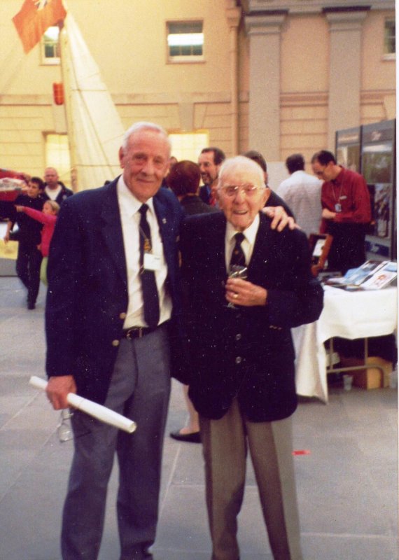 2001 - DICKIE DOYLE, FRED BUNDAY ON RIGHT, GANGES 1915, AGED 101, EX CHIEF TEL, TAKEN AT PAKEFIELD REUNION.jpg