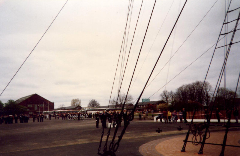 1996, 20TH APRIL - COMMEMORATIVE CEREMONY, COACHES ON THE PARADE GROUND.jpg