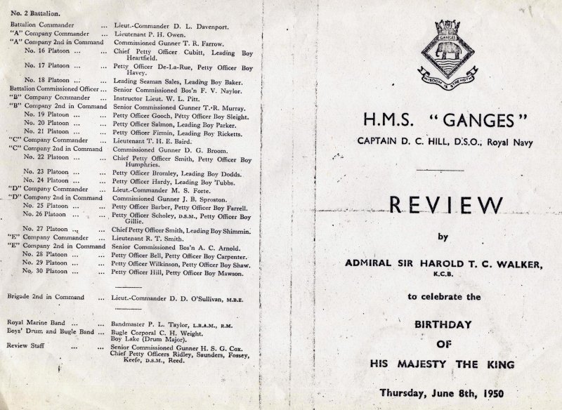 1950 - DICKIE DOYLE, PROGRAMME FOR KING'S BIRTHDAY REVIEW, I WAS IN No.12 PLATOON, A..jpg