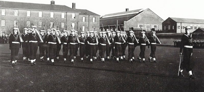 1957, 17TH MAY - ALEX POMPHREY, RODNEY, 12 MESS, 262 AND 271 CLASSES, MARCHING PAST CAPT. R.D. FRANKS, SEPTEMBER 1958